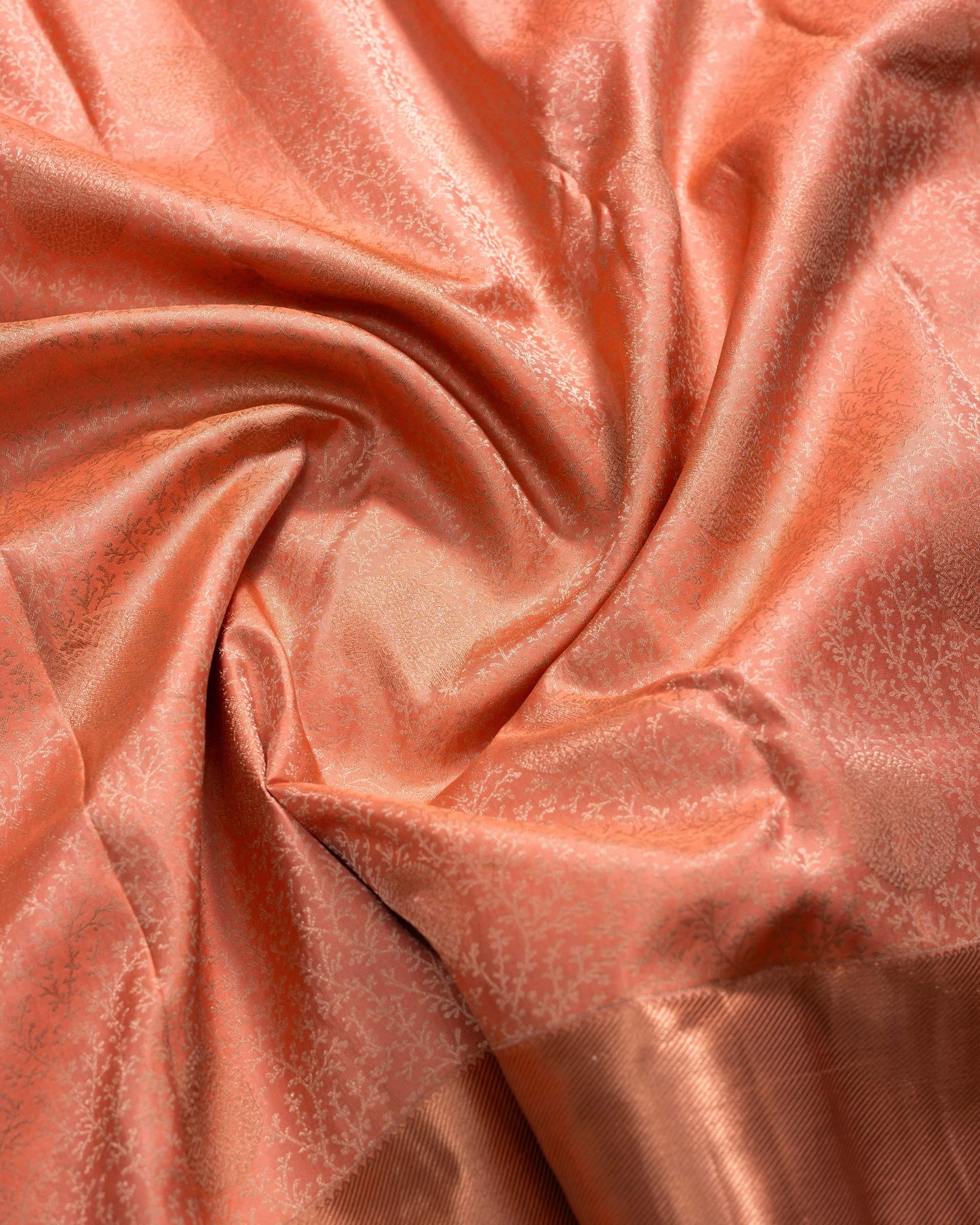 Peach With Self Colour Pallu Pure Silk Wedding Saree
