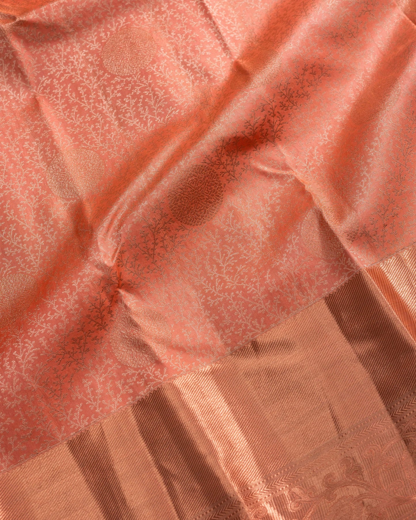 Peach With Self Colour Pallu Pure Silk Wedding Saree