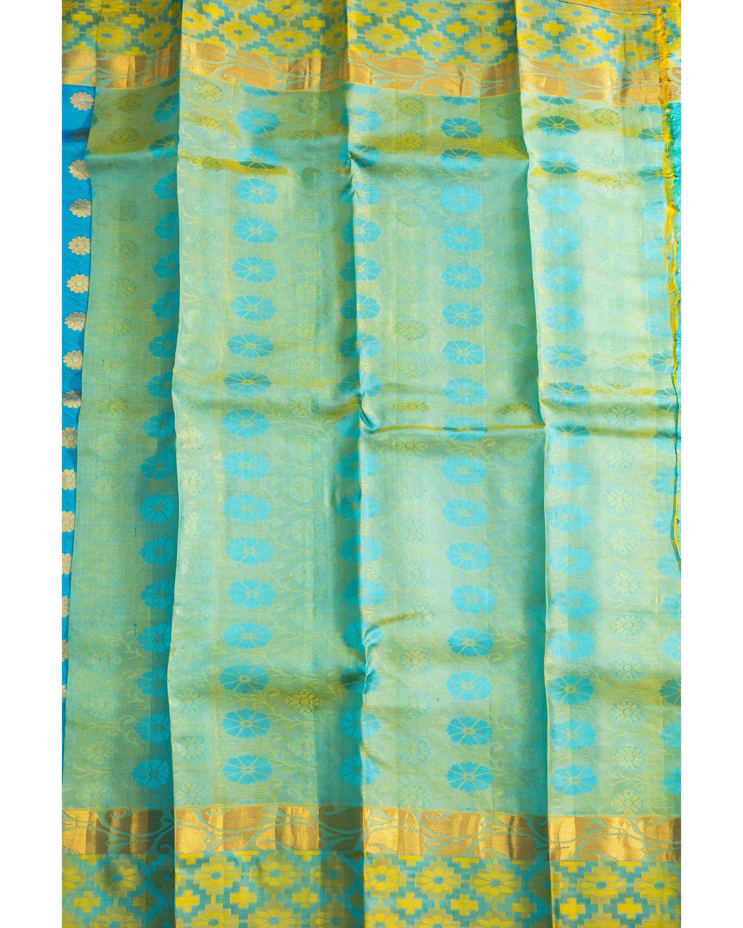 Sky Blue With Gold Colour Pallu Pure Silk Gift Saree