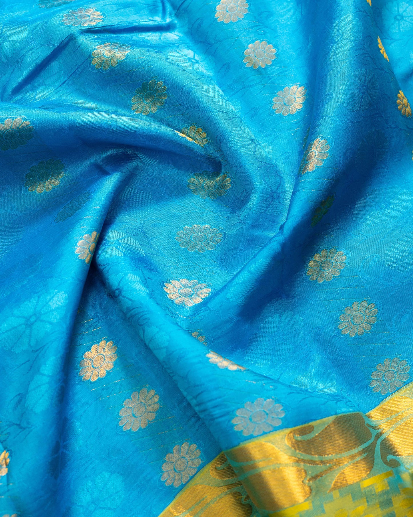 Sky Blue With Gold Colour Pallu Pure Silk Gift Saree
