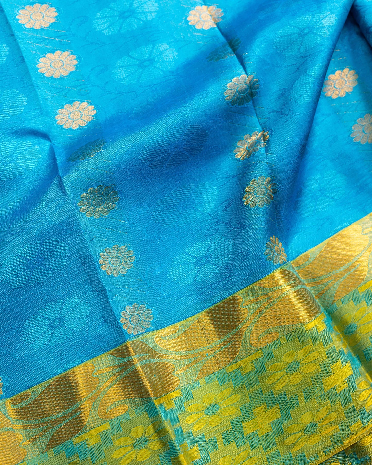 Sky Blue With Gold Colour Pallu Pure Silk Gift Saree