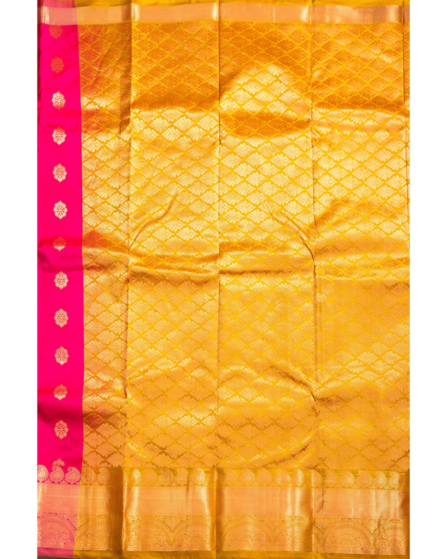 Rani Pink With Olive Green Pallu Pure Silk Gift Saree