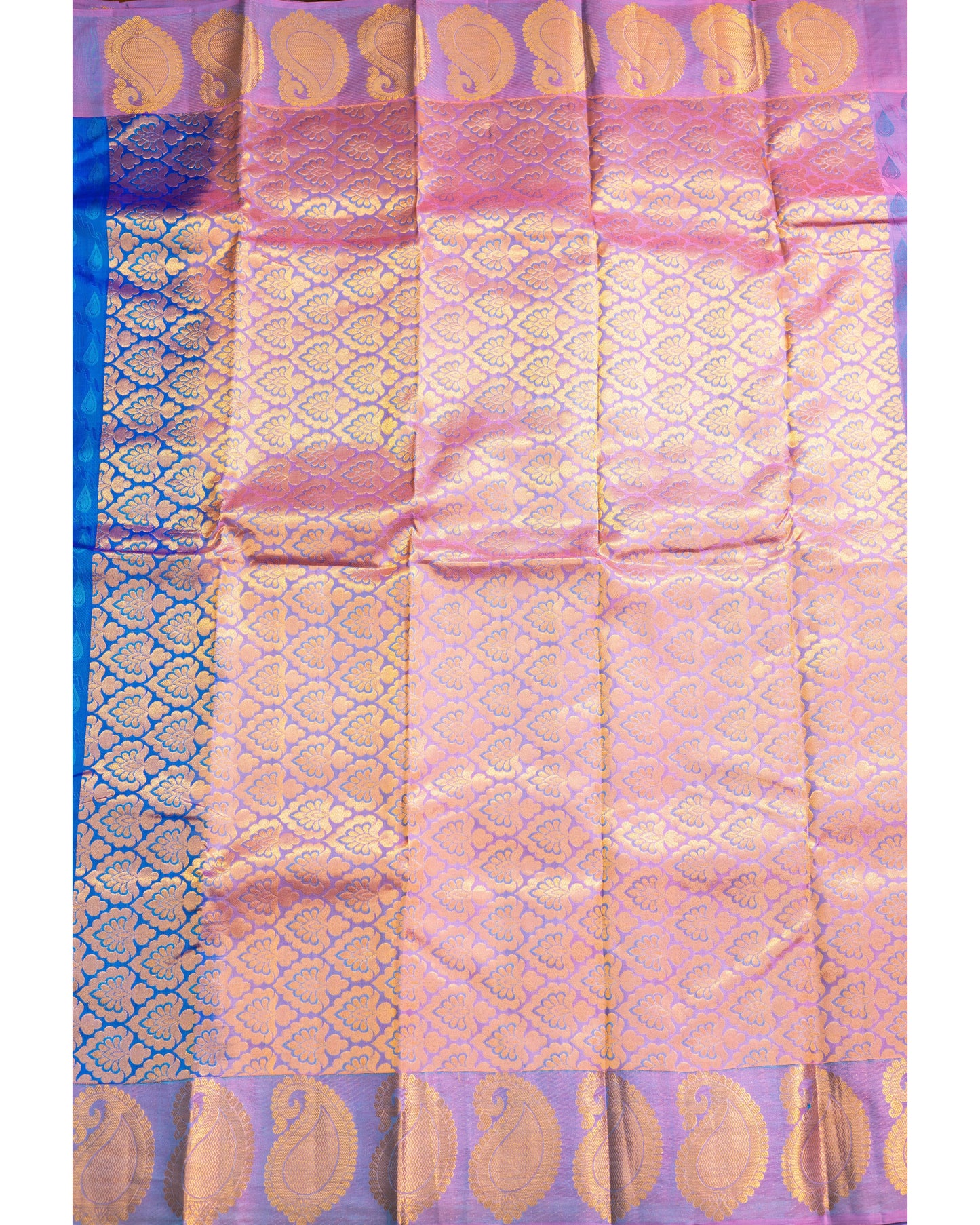 Blueish Violet With Pastel Blue Pallu Pure Silk Gift Saree
