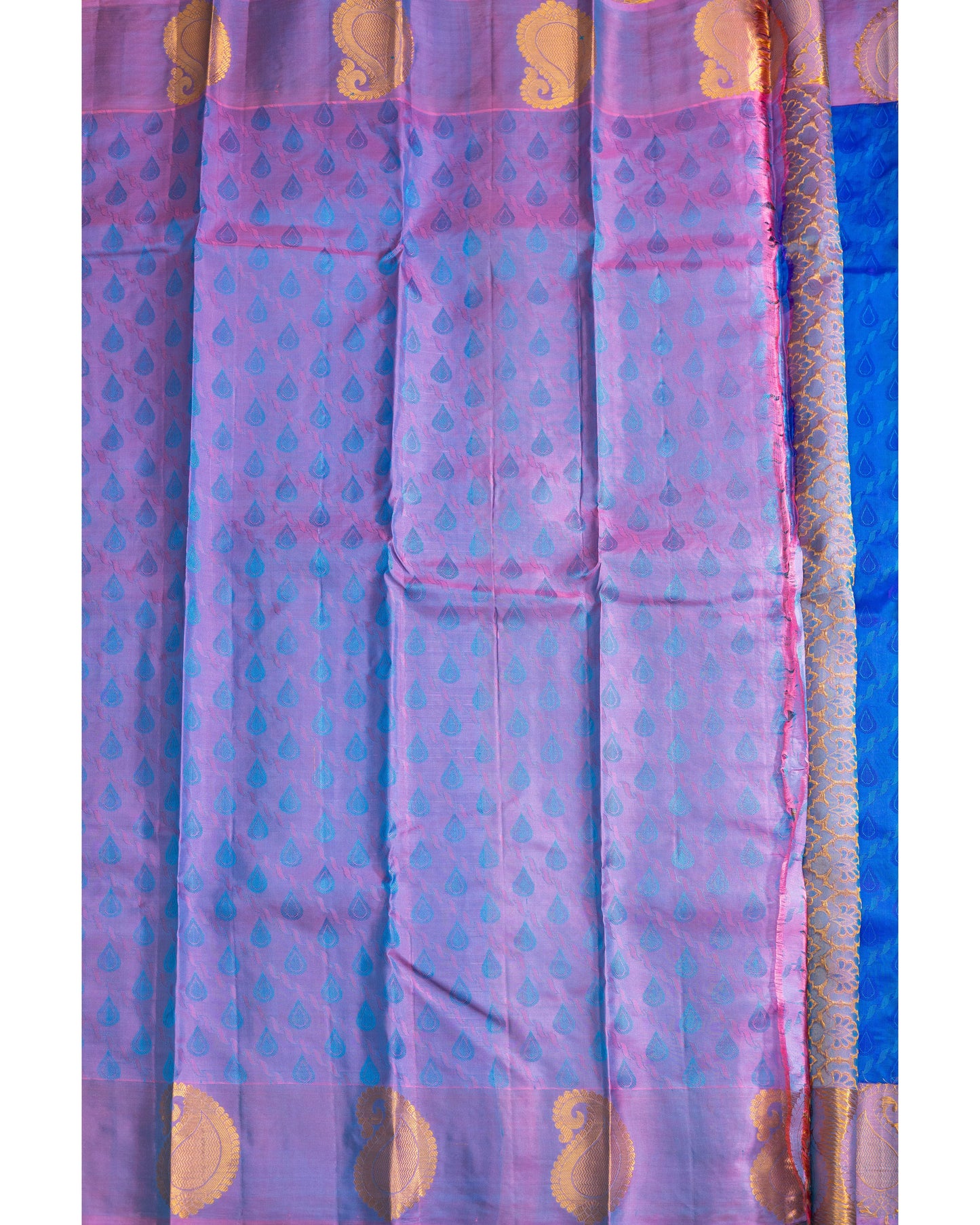 Blueish Violet With Pastel Blue Pallu Pure Silk Gift Saree