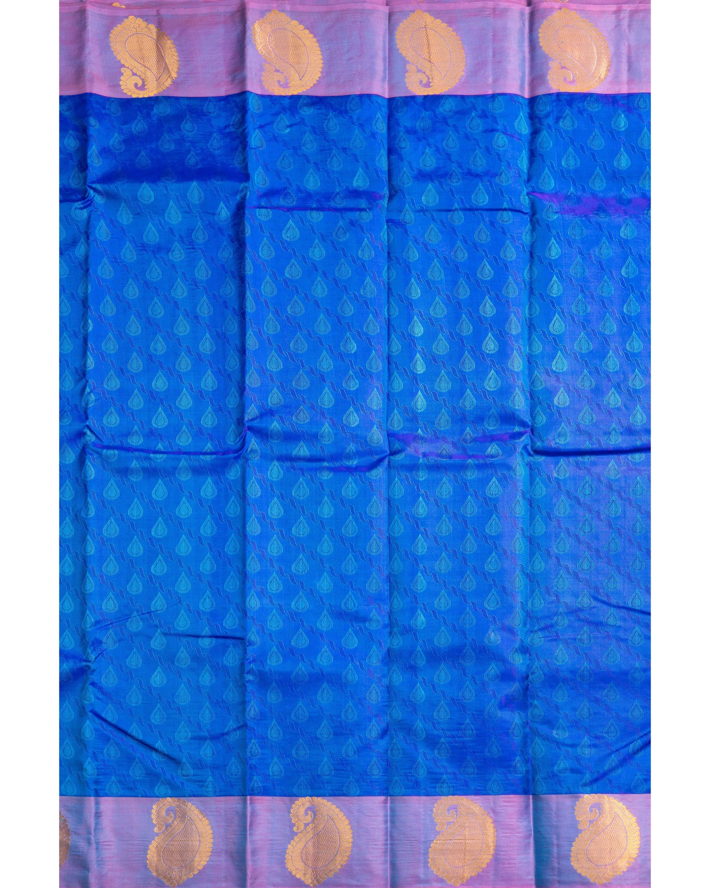 Blueish Violet With Pastel Blue Pallu Pure Silk Gift Saree