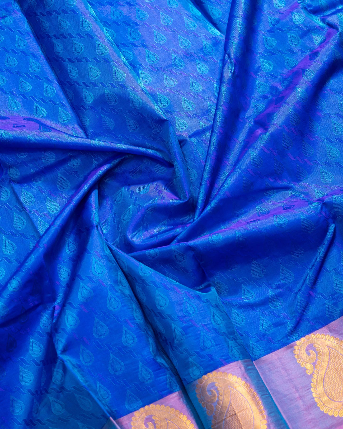 Blueish Violet With Pastel Blue Pallu Pure Silk Gift Saree