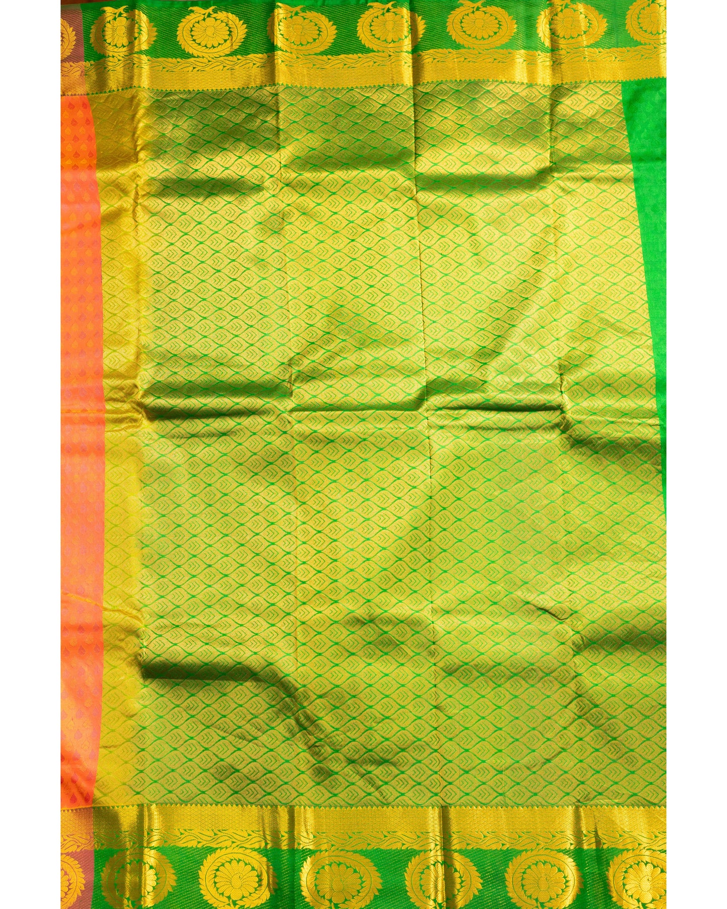 Goldish Pink With Green Pallu Pure Silk Gift Saree