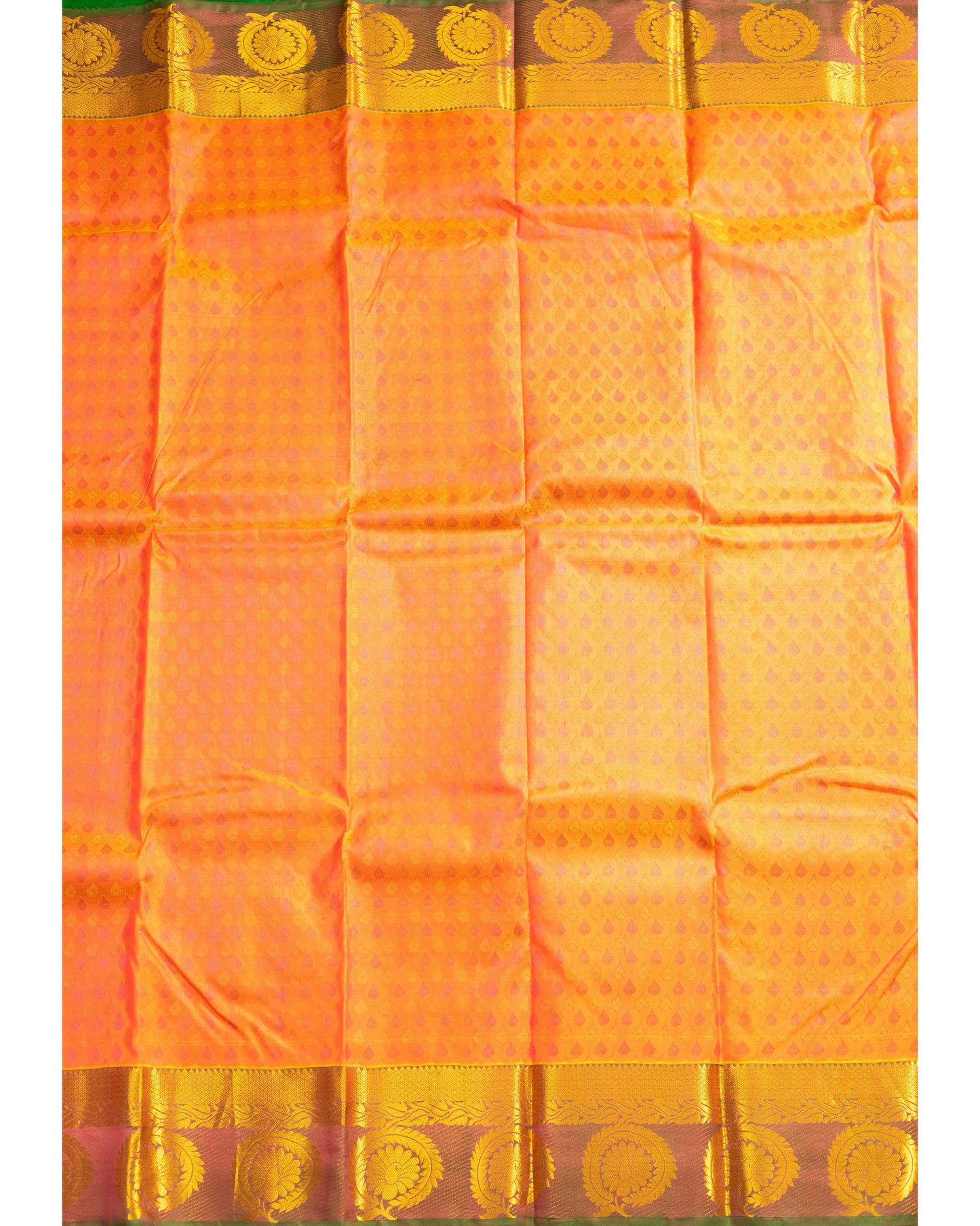 Goldish Pink With Green Pallu Pure Silk Gift Saree