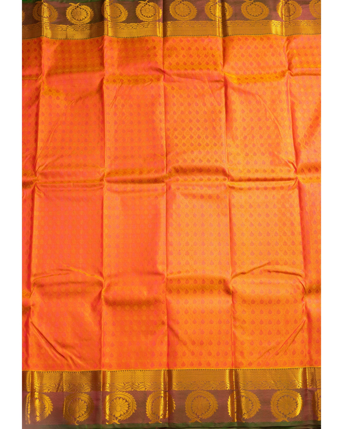Goldish Pink With Green Pallu Pure Silk Gift Saree
