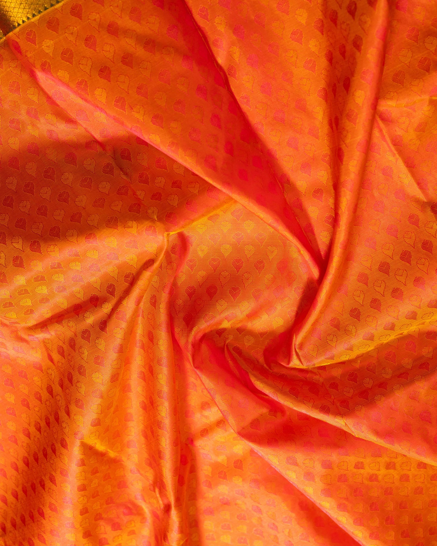 Goldish Pink With Green Pallu Pure Silk Gift Saree