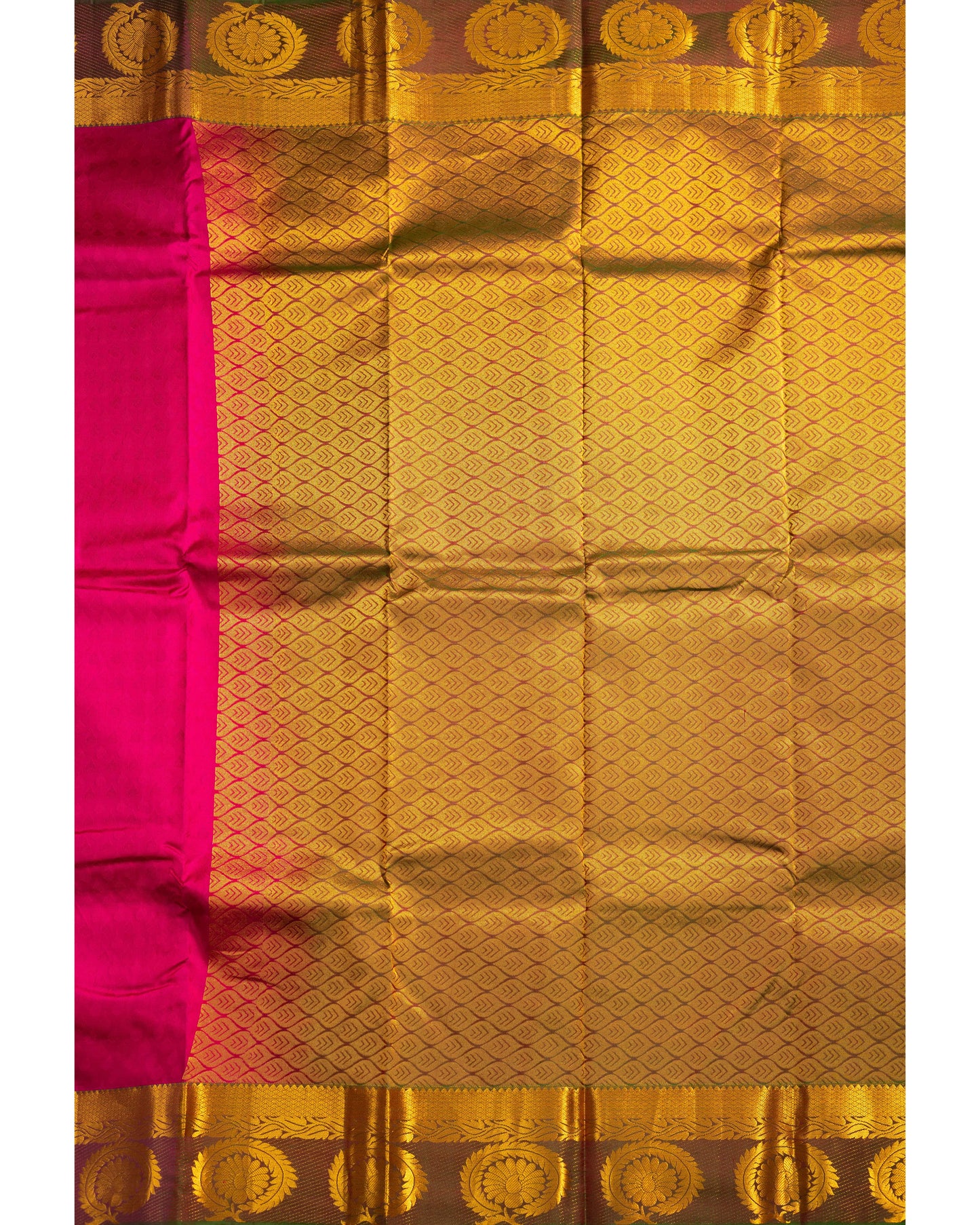 Magenta With Green Pallu Pure Silk Gift Saree