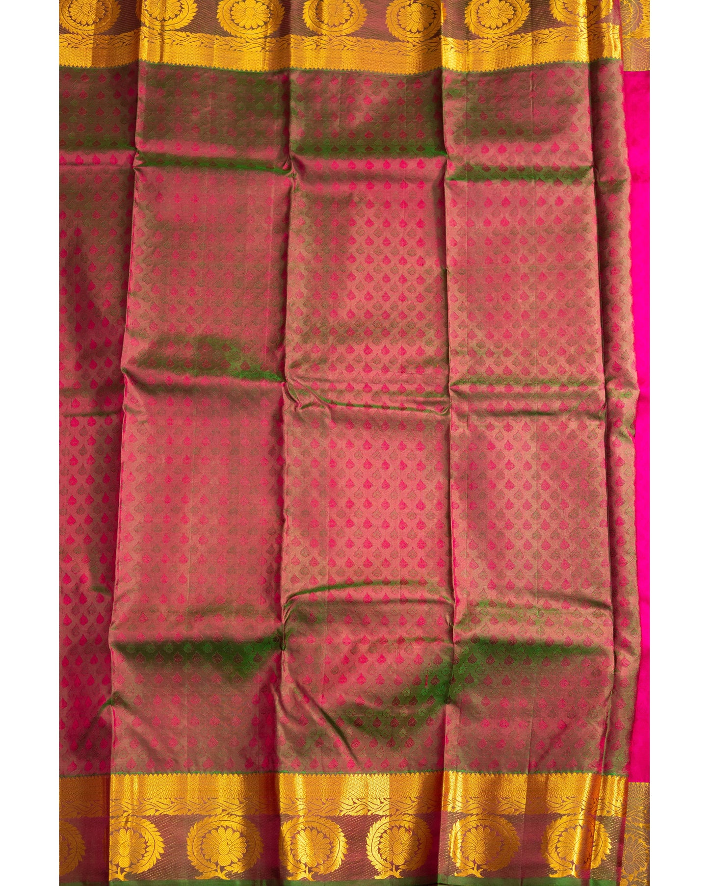 Magenta With Green Pallu Pure Silk Gift Saree