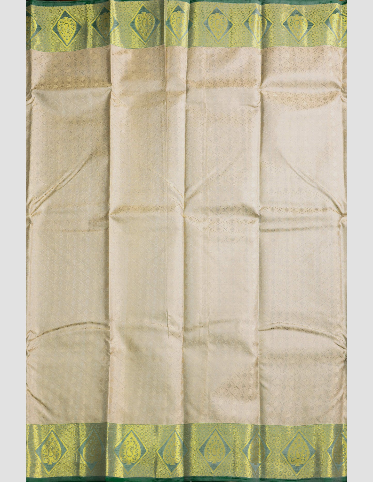 Pastel Grey With Saffire Green Pallu Pure Silk Gift Saree