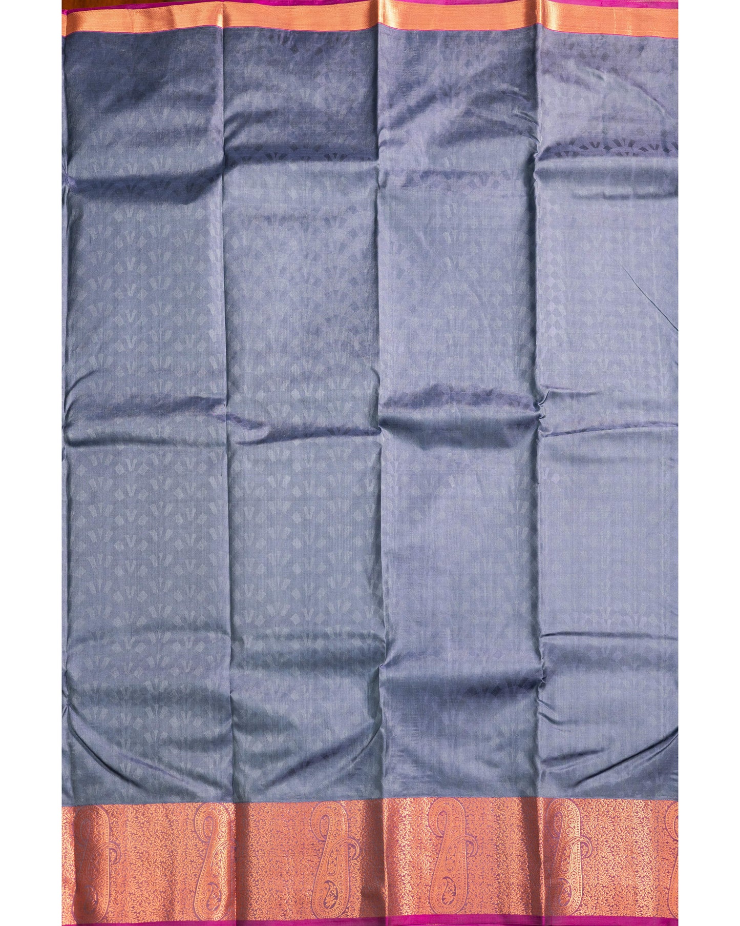 Ash Grey With Rani Pink Pallu Pure Silk Gift Saree