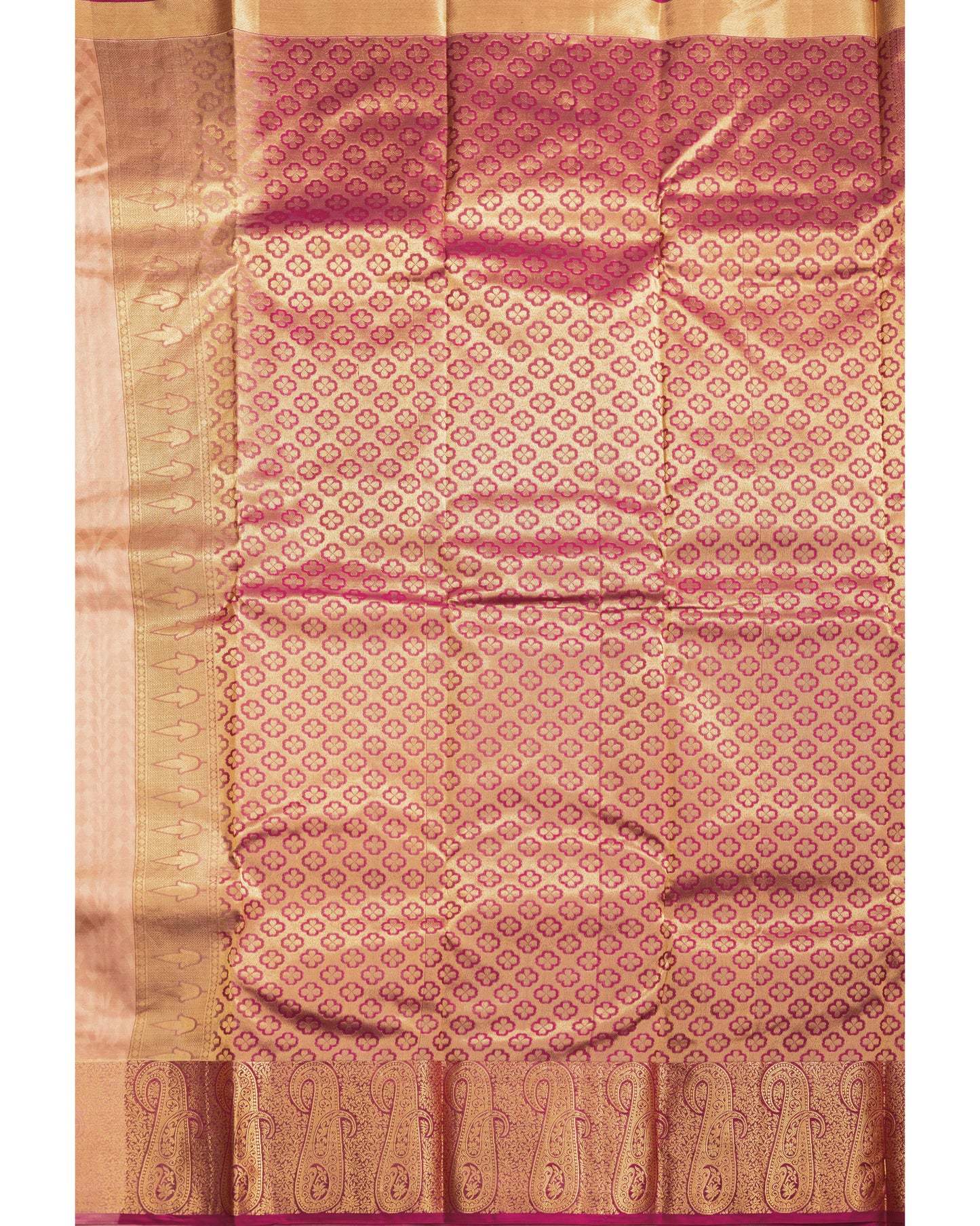Peach With Rani Pink Pallu Pure Silk Gift Saree