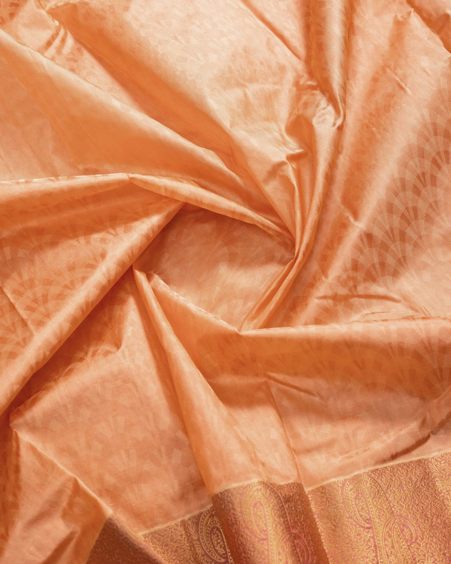 Peach With Rani Pink Pallu Pure Silk Gift Saree