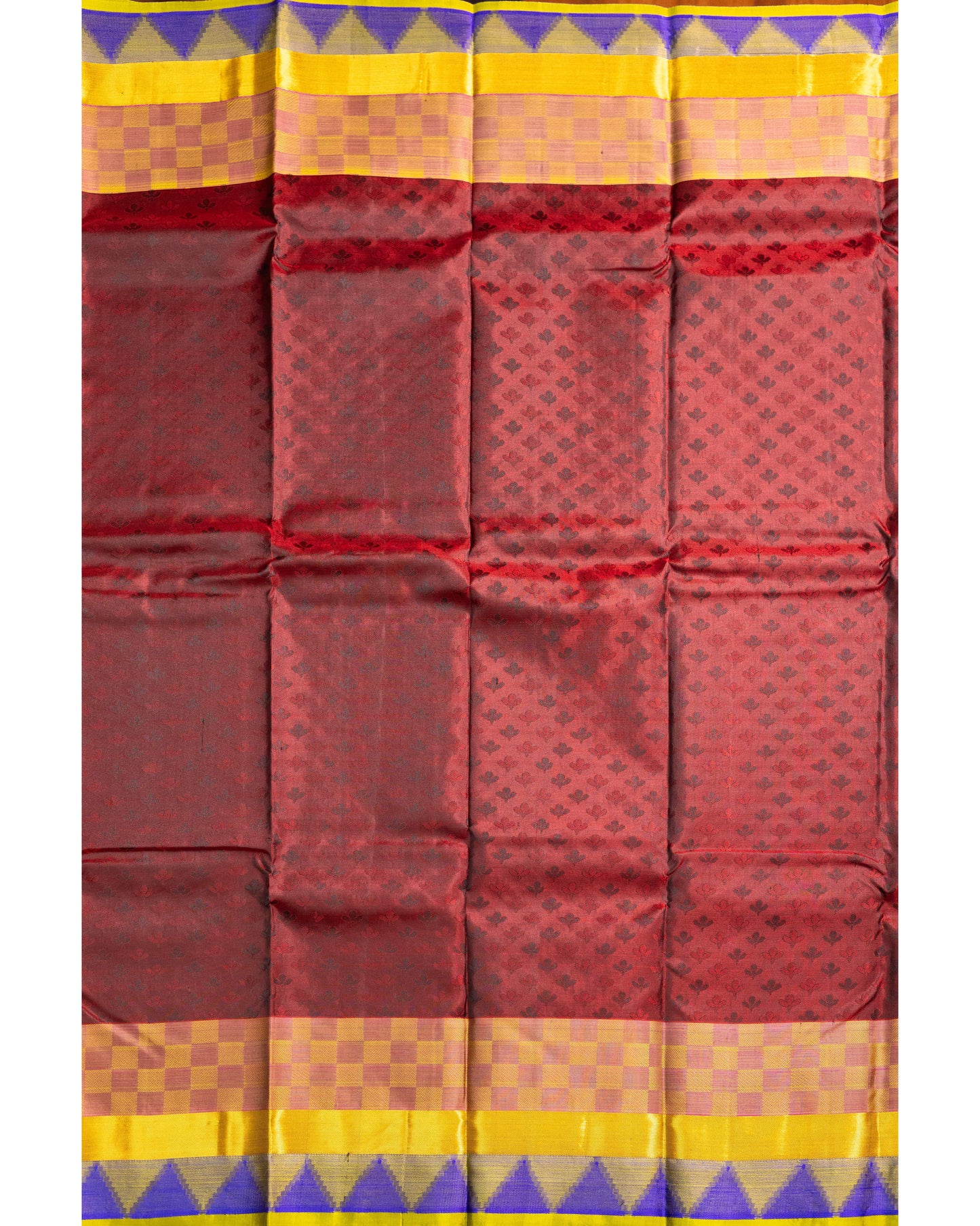 Maroon With Olive Green Pallu Pure Silk Gift Saree