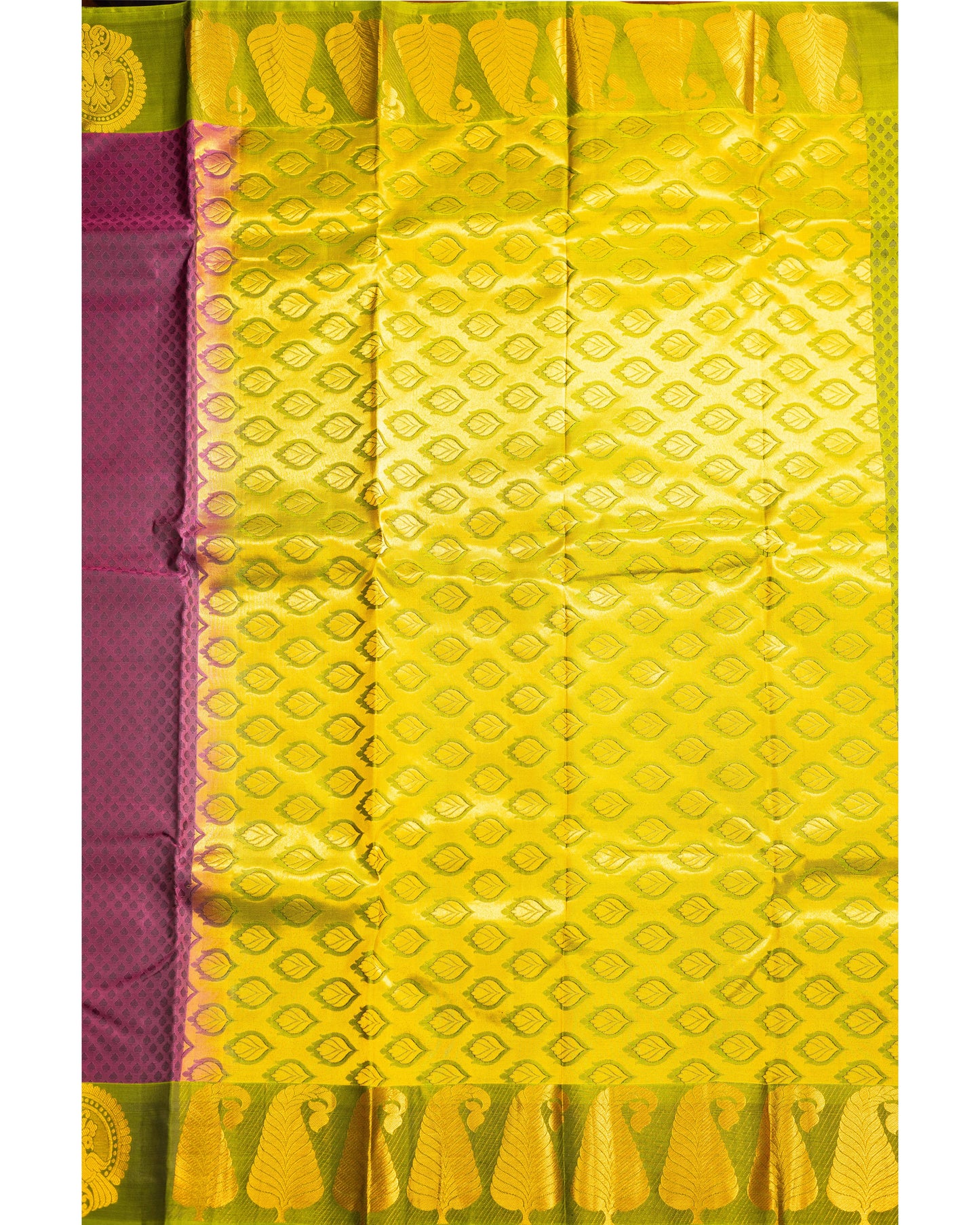 Grape With Olive Green Pallu Pure Silk Gift Saree
