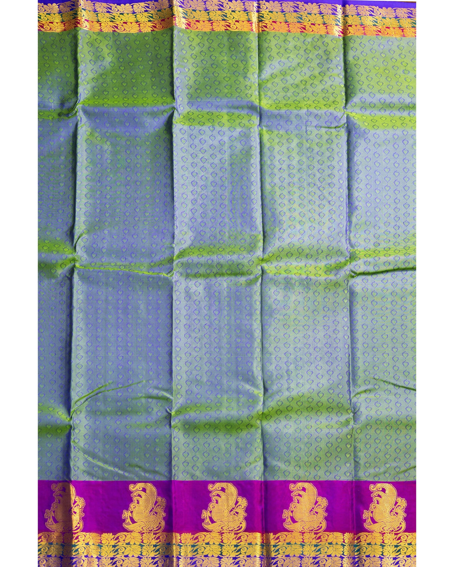 Greenish Violet With Rani Pink Pallu Pure Silk Gift Saree