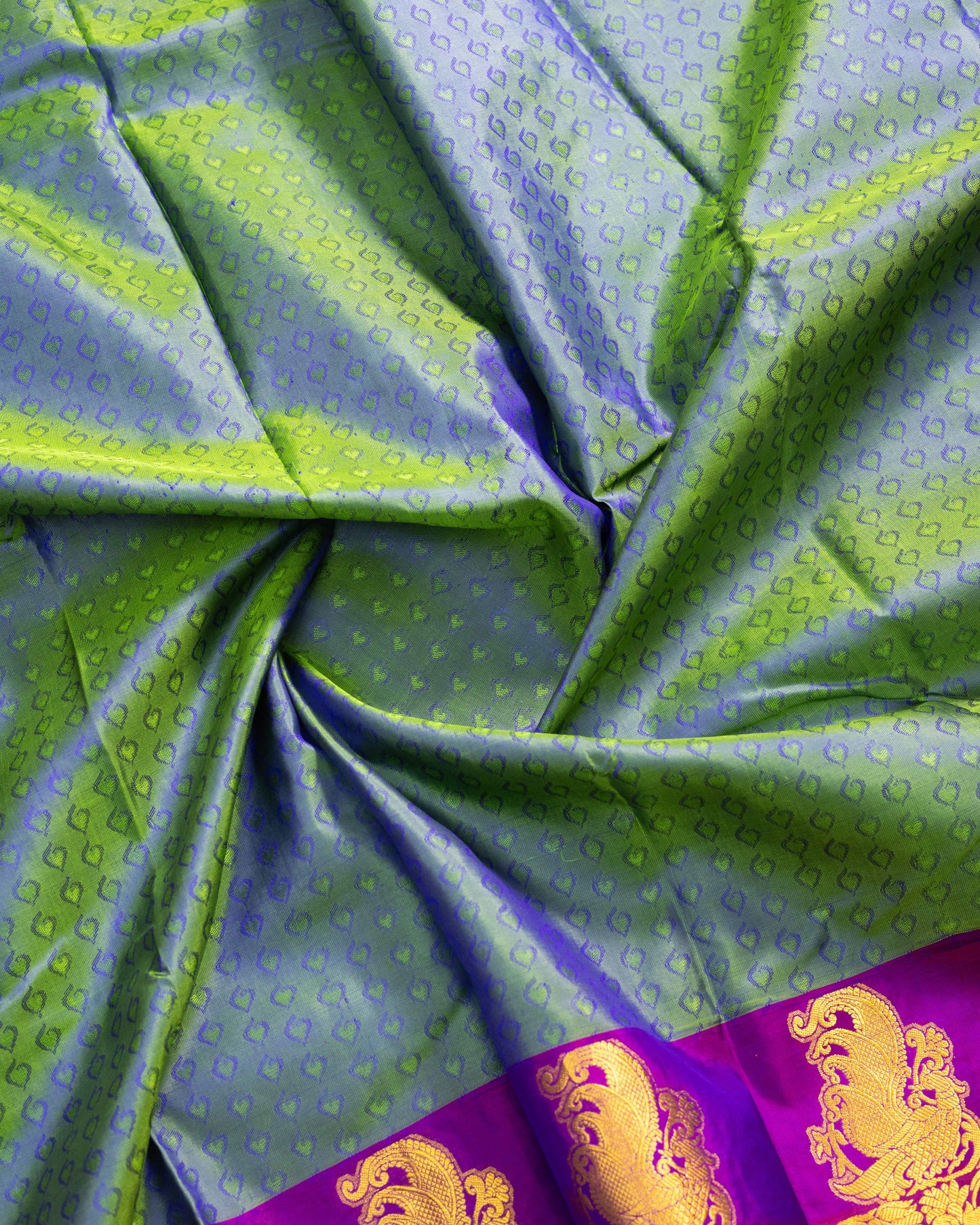 Greenish Violet With Rani Pink Pallu Pure Silk Gift Saree
