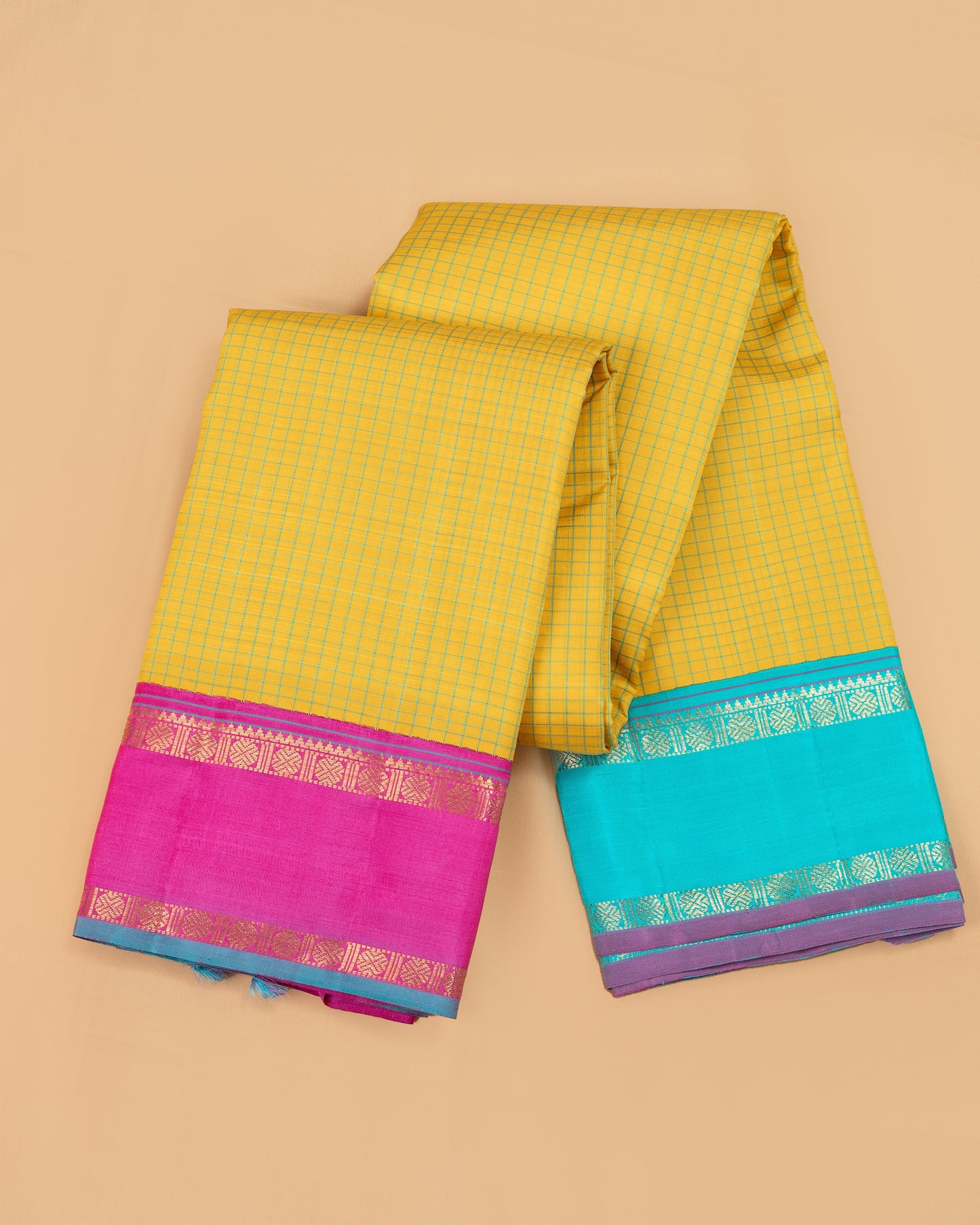 PURE LEMON YELLOW BODY WITH GANGA, JAMUNA BORDER