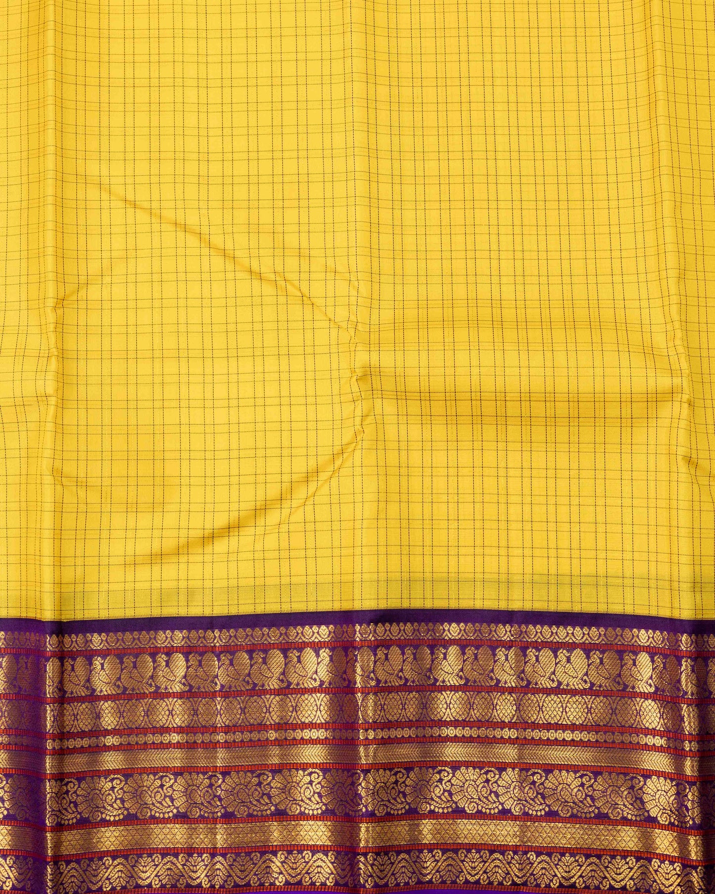 WOVEN VIOLET BURGANDY BORDER BODY LEMON YELLOW