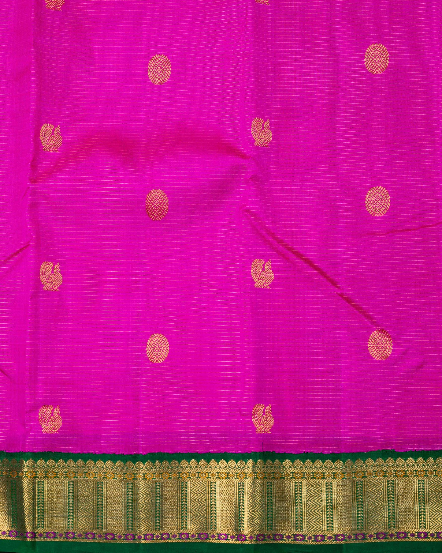WOVEN ATTACHED DARK GREEN BORDER, BODY RANI PINK