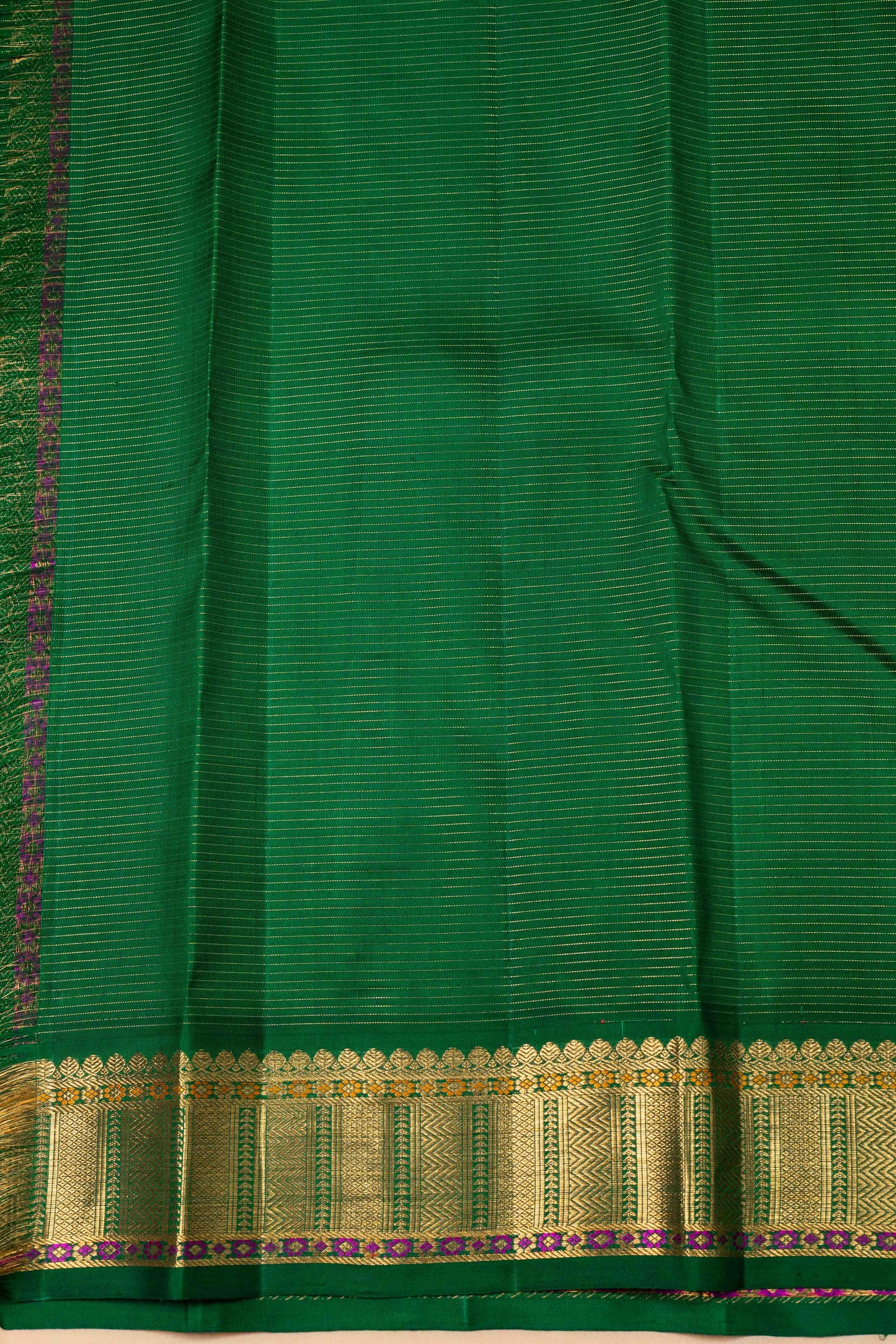 WOVEN ATTACHED DARK GREEN BORDER, BODY RANI PINK