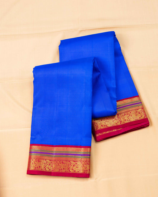 WOVEN ATTACHED REDDIESH MAROON BORDER WITH BRIGHT ROYAL BLUE BODY