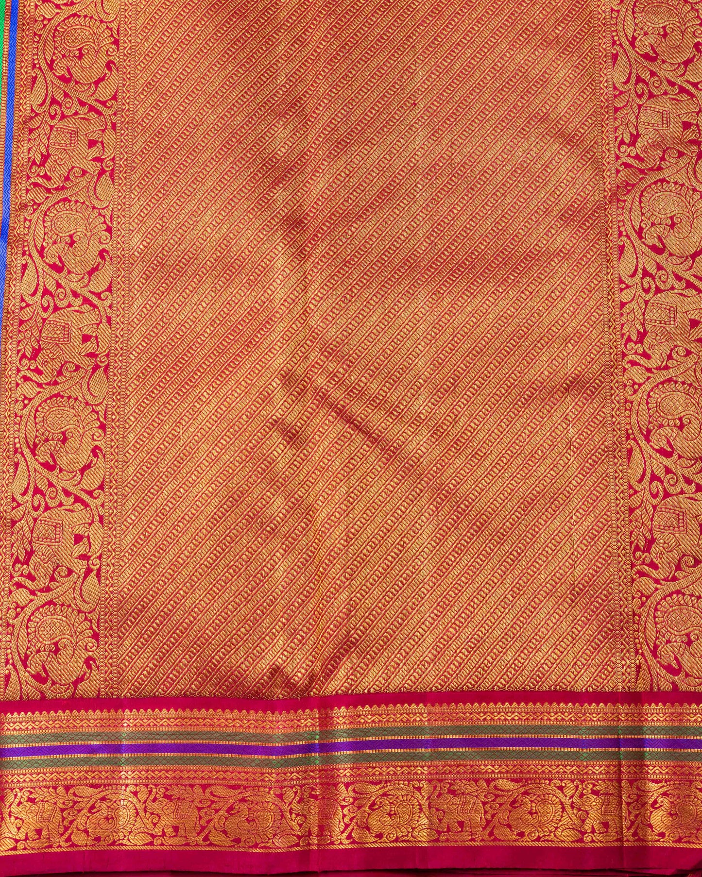 WOVEN ATTACHED REDDIESH MAROON BORDER WITH BRIGHT ROYAL BLUE BODY
