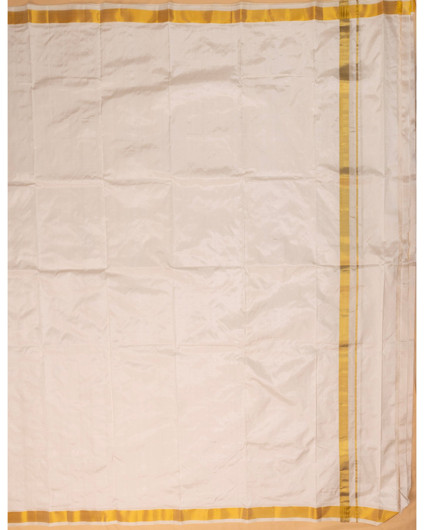 Half White Pure Silk Dhoti