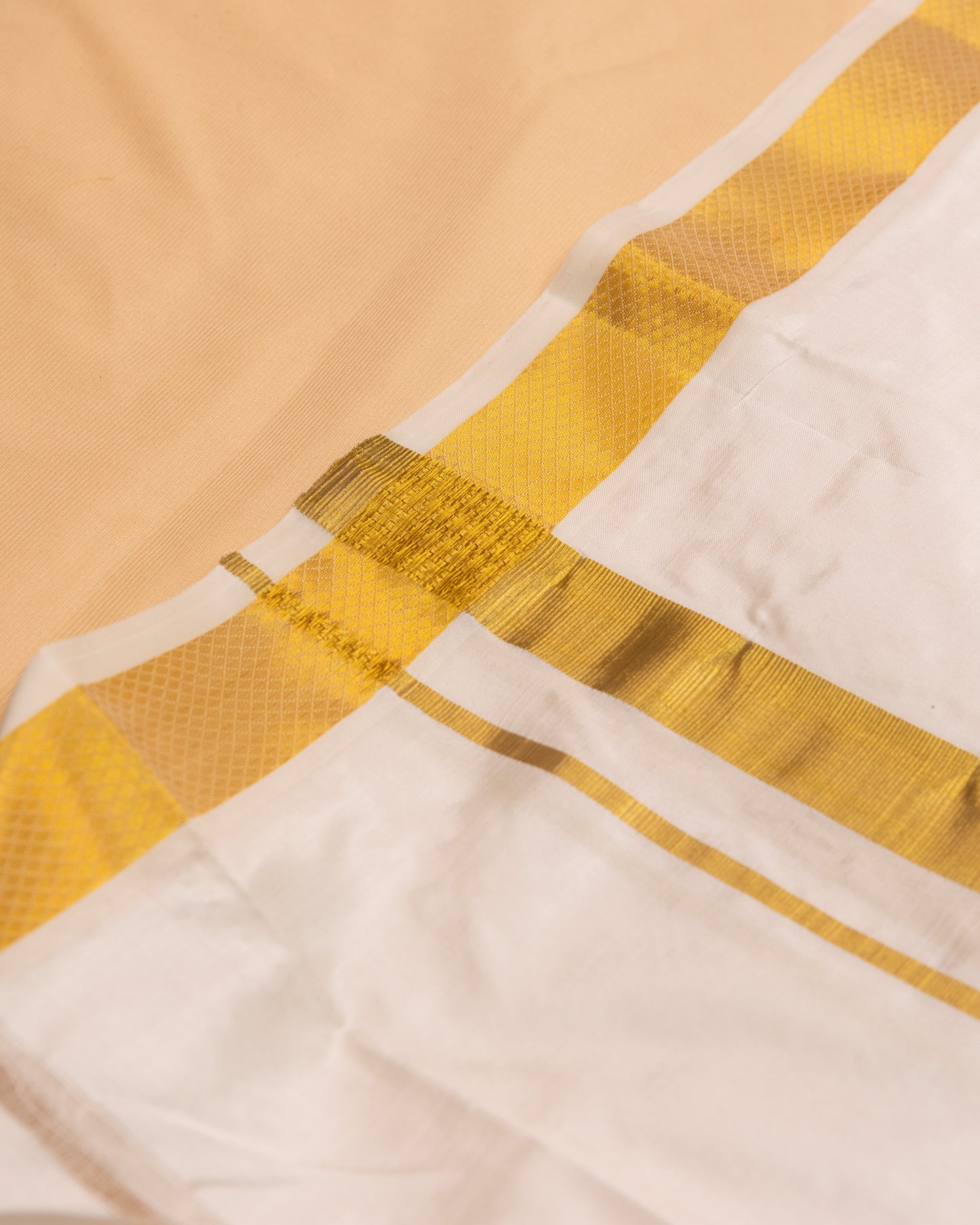 Half White Pure Silk Dhoti