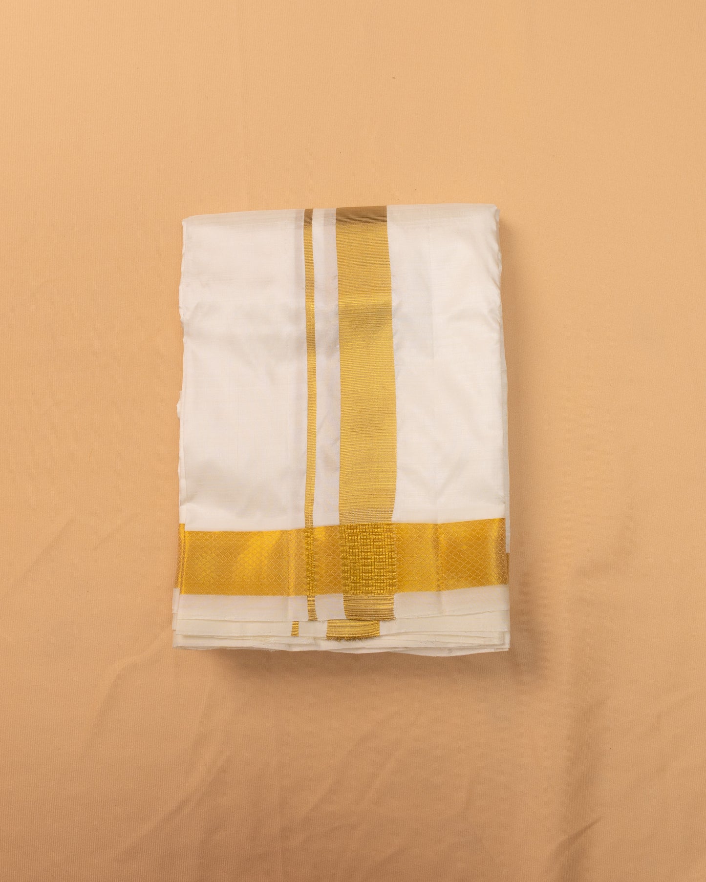 Half White Pure Silk Dhoti