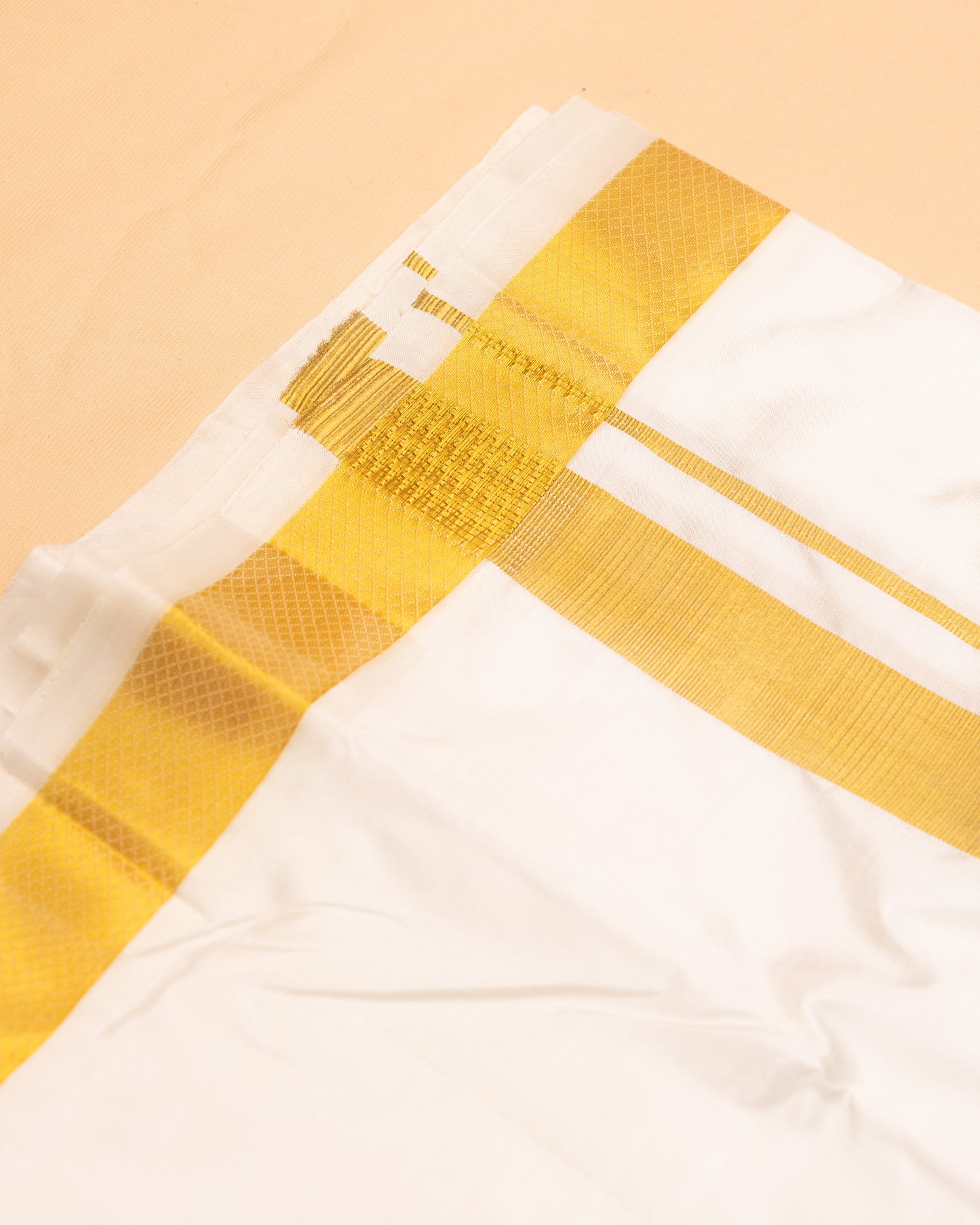 Half White Pure Silk Dhoti