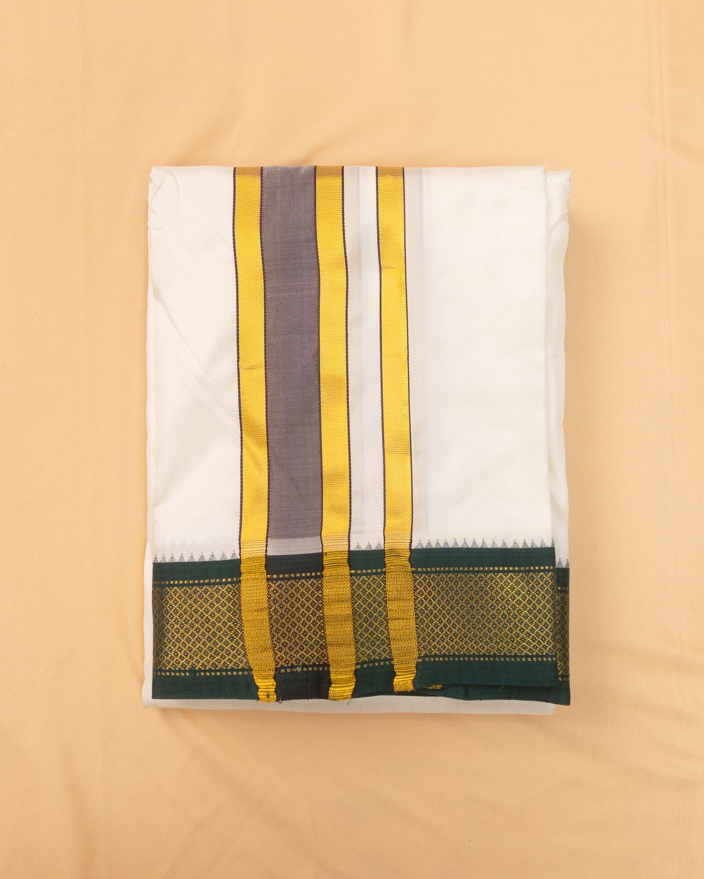 Half White Pure Silk Dhoti