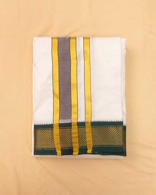 Half White Pure Silk Dhoti