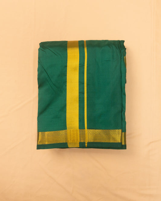 Bottle Green Pure Silk Dhoti