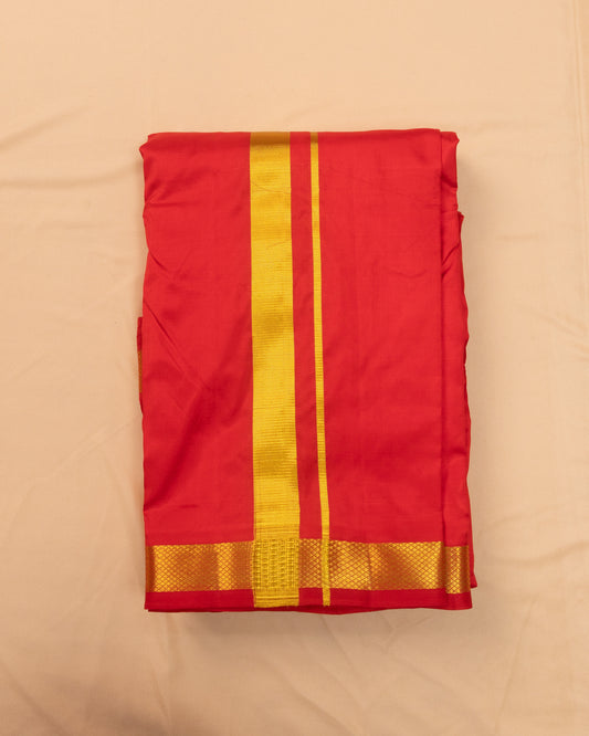 Red Pure Silk Dhoti