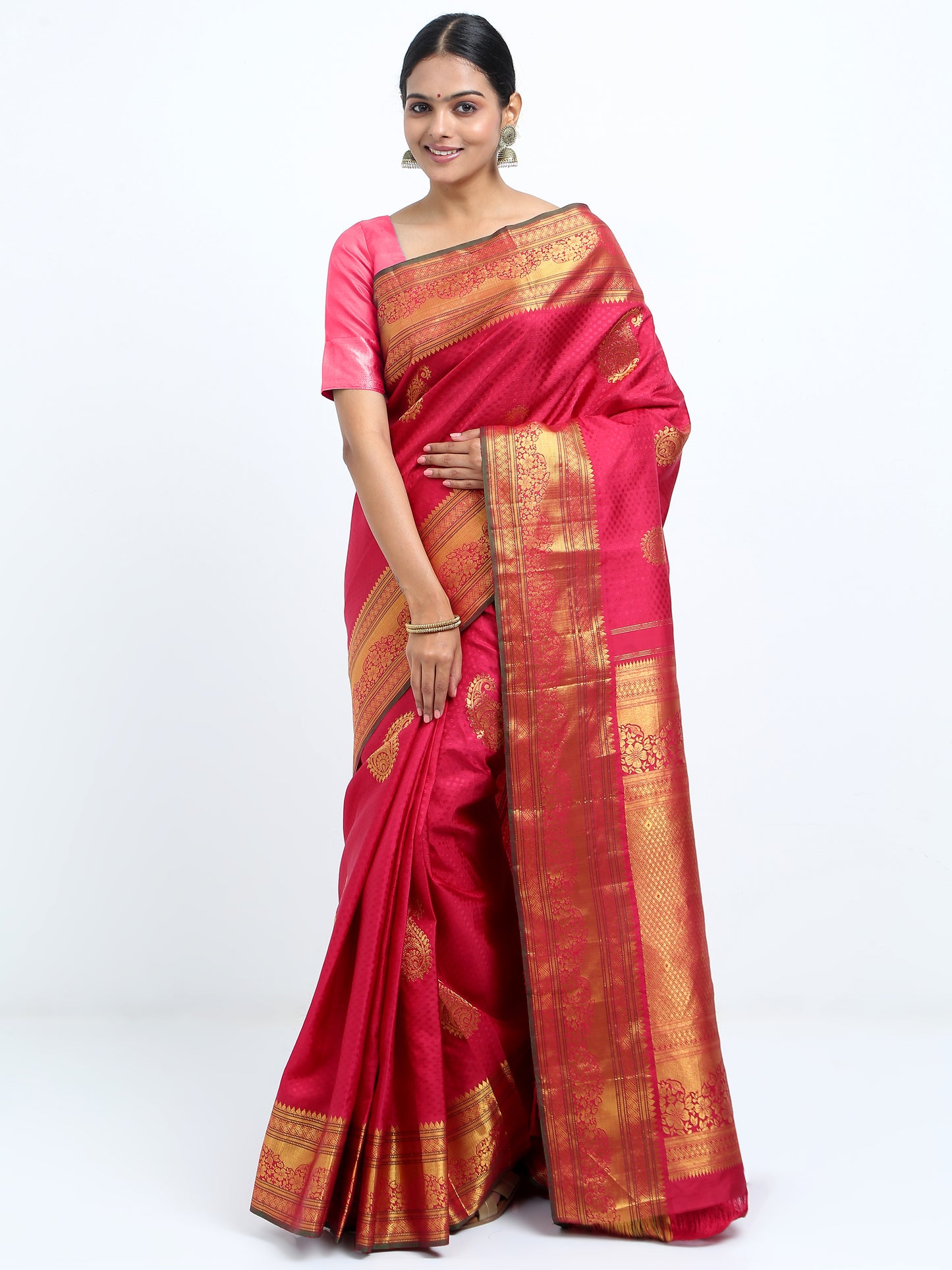 Maroon Body With Maroon Pallu Kanchipuram Pure Silk ( ARN 4 )
