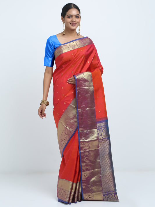 Neon Saffron Silk Saree