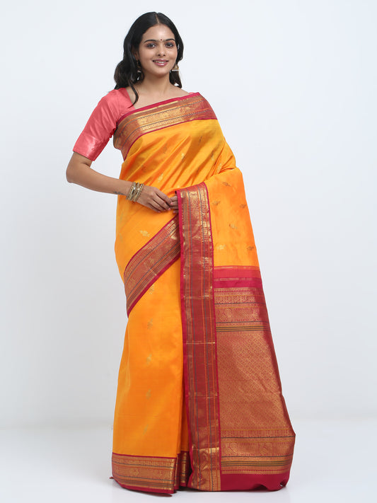 Royal Saffron Silk Saree