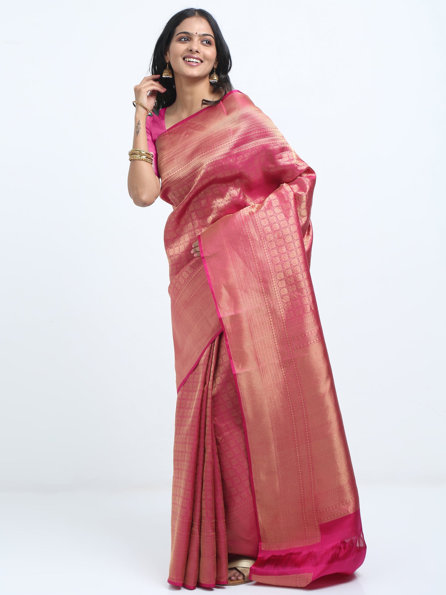 Vibrant Rani Body With Rani Pallu Kanchipuram Pure Silk ( SMS 37 )