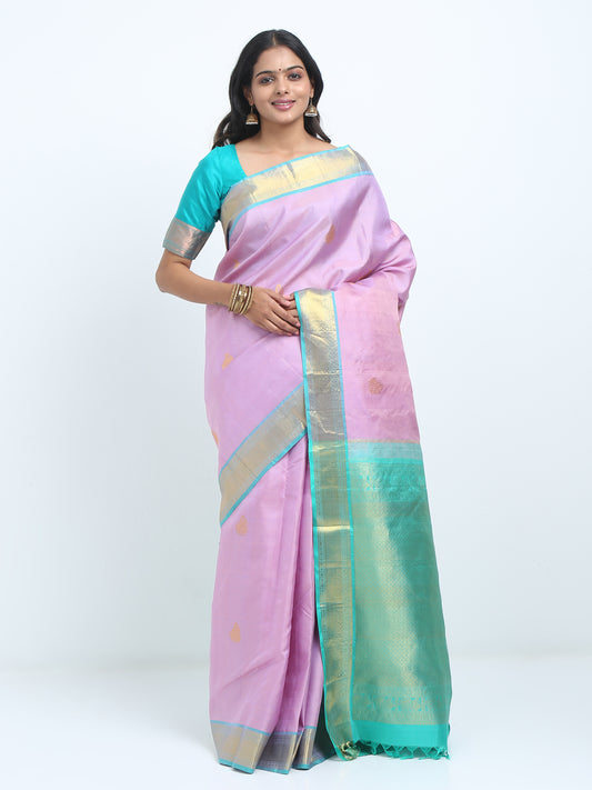 Dual Tone Peach And Sea Green Body With Sea Green Pallu Kanchipuram Pure Silk ( KSK 4 )