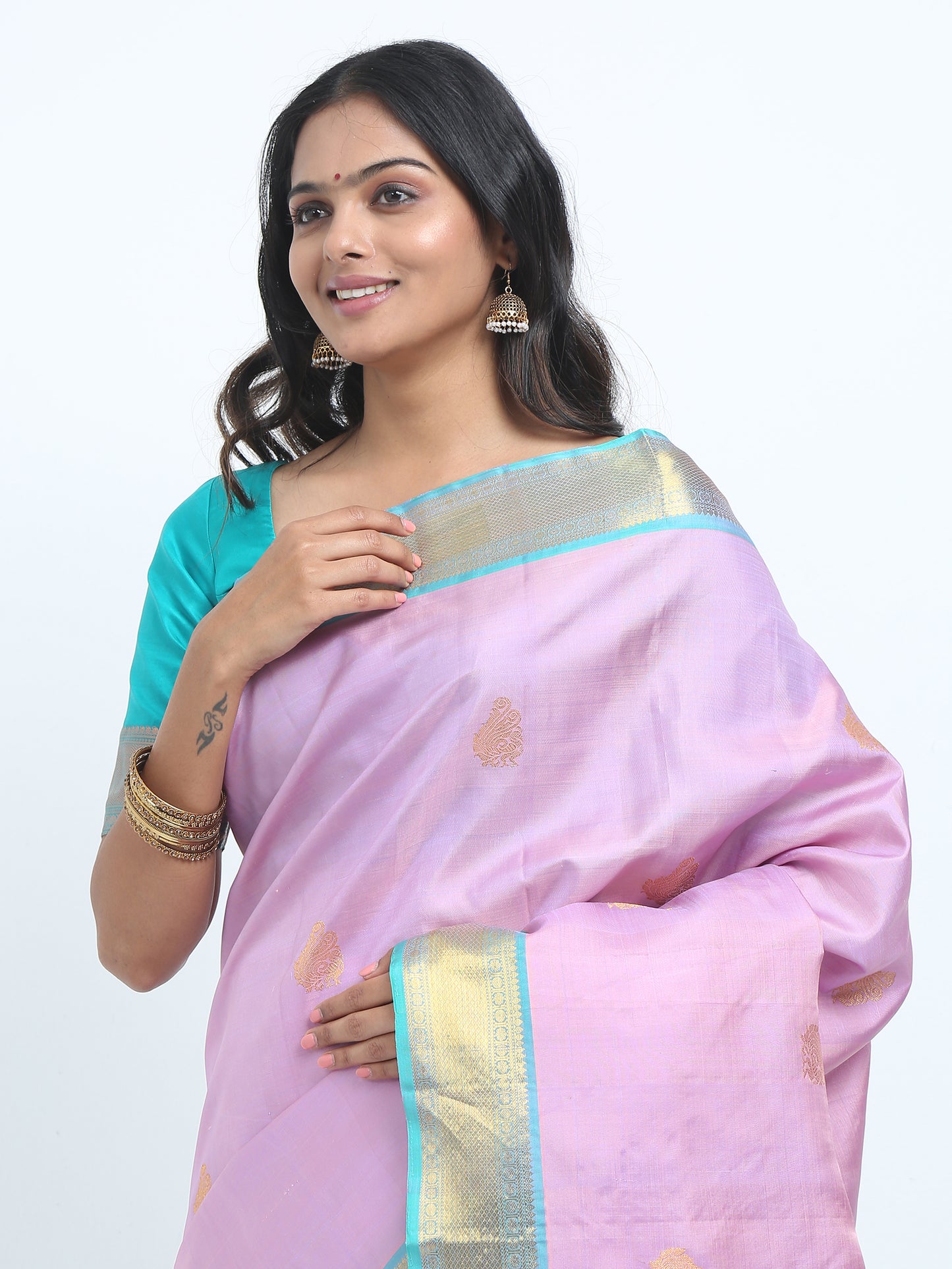 Dual Tone Peach And Sea Green Body With Sea Green Pallu Kanchipuram Pure Silk ( KSK 4 )
