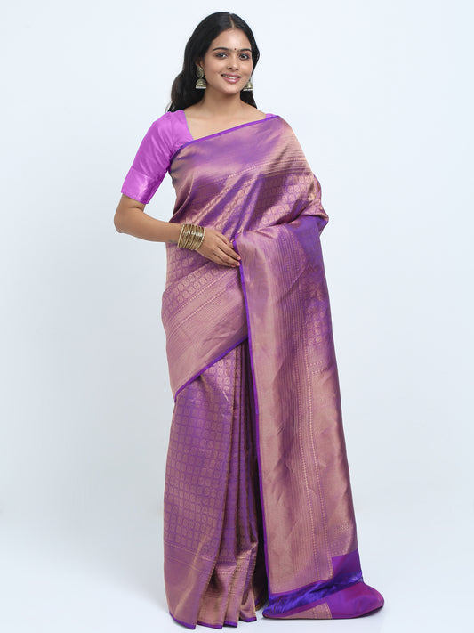 Dual Tone Royal Blue And Rani Body With Royal Blue Rani Pallu Kanchipuram Pure Silk ( SMS 37 )