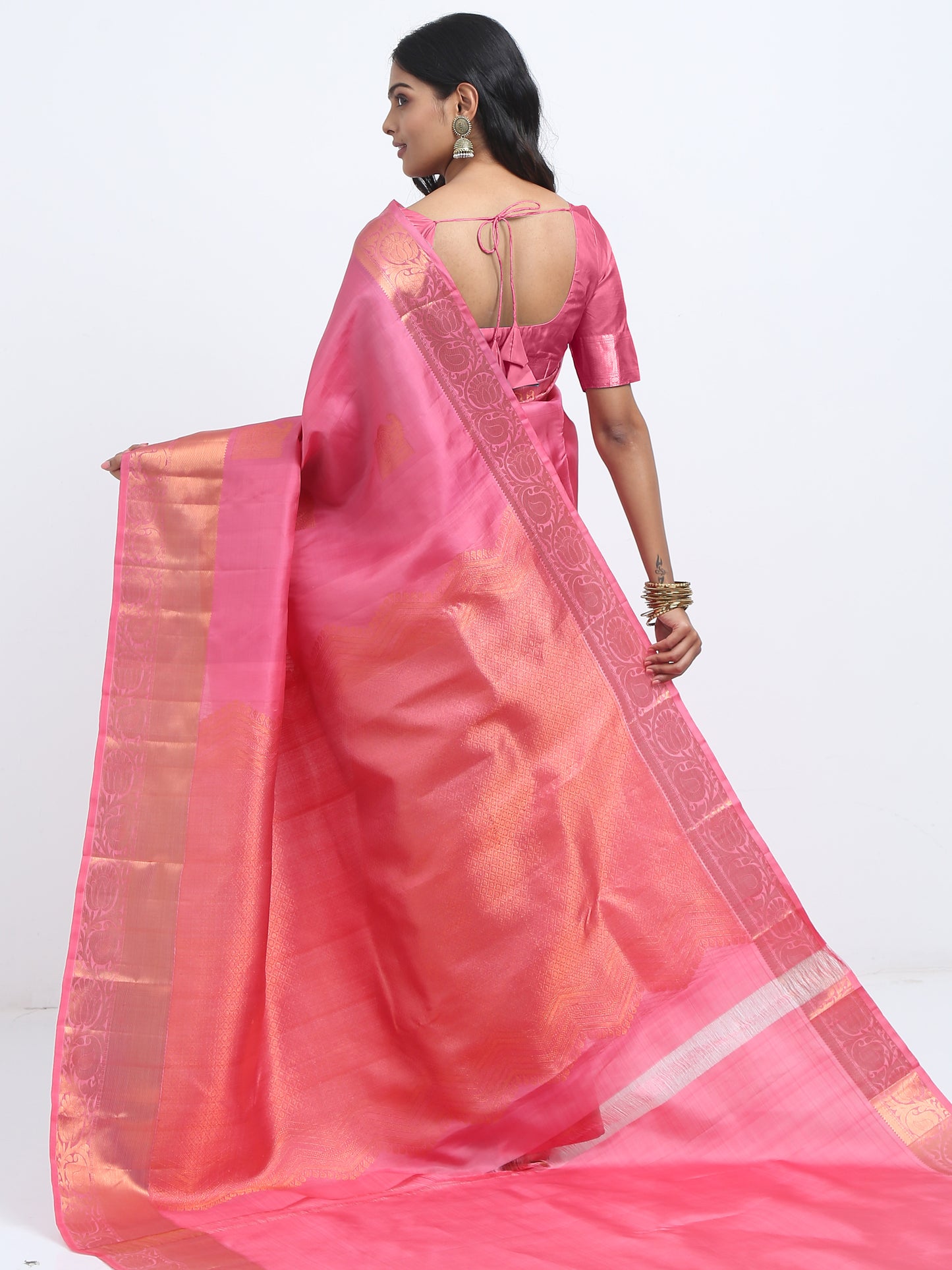 Onion Pink Body With Onion Pink Pallu Kanchipuram Pure Silk ( YNG 14 )