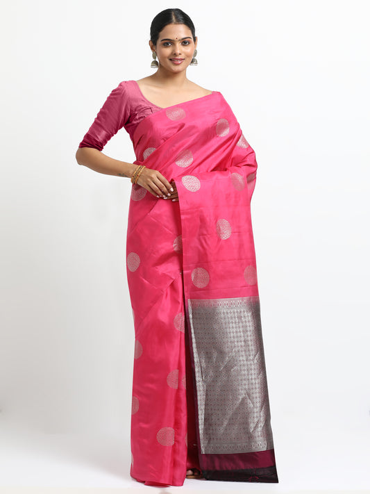 Rani Pink Body With Dark Wine Pallu Kanchipuram Pure Silk ( SMS-29 )