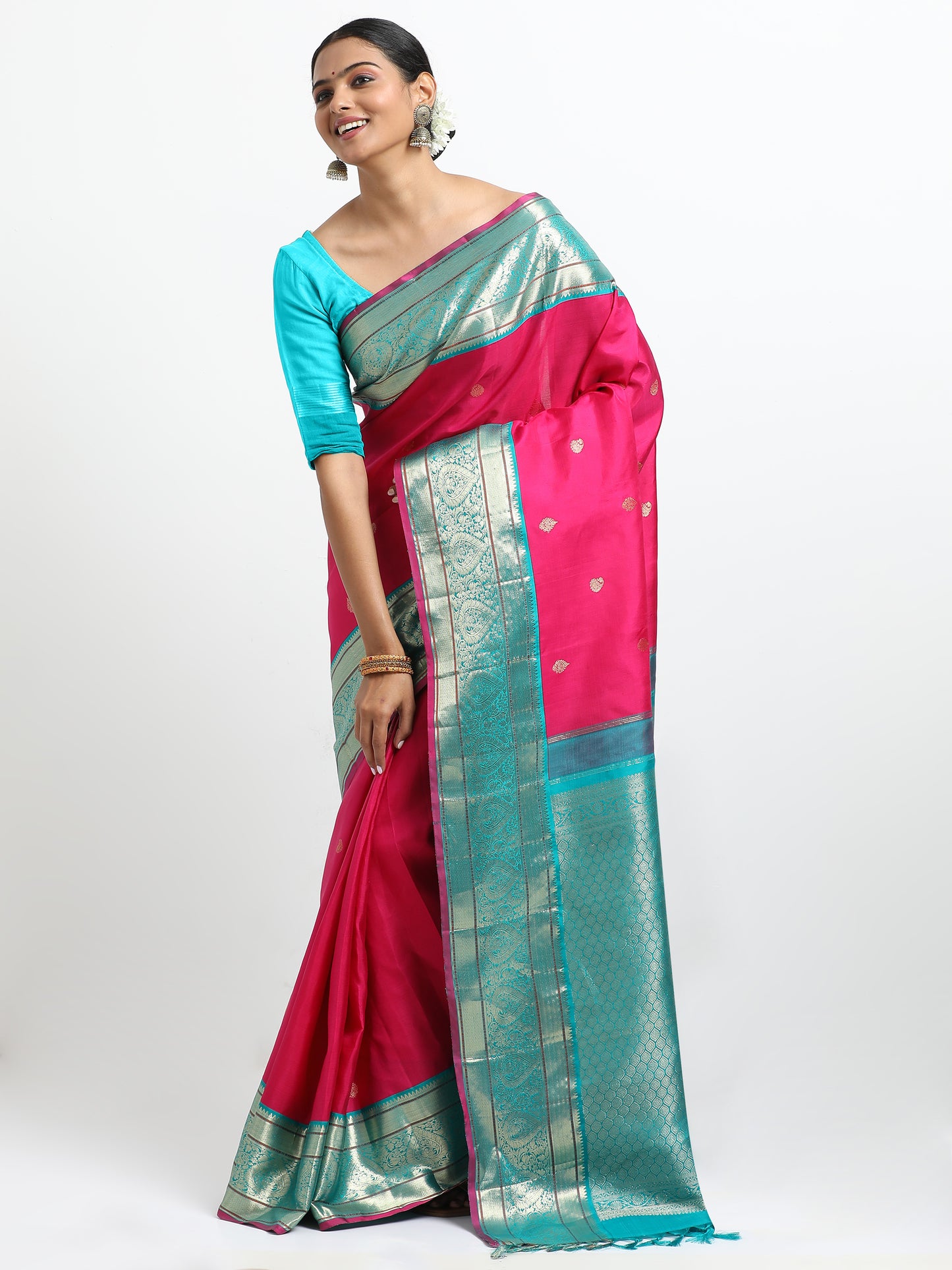 Vibrant Rani Body With Safaire Green Pallu Kanchipuram Pure Silk ( KSK-1 )