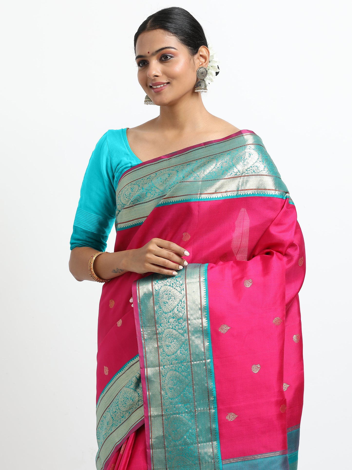Vibrant Rani Body With Safaire Green Pallu Kanchipuram Pure Silk ( KSK-1 )