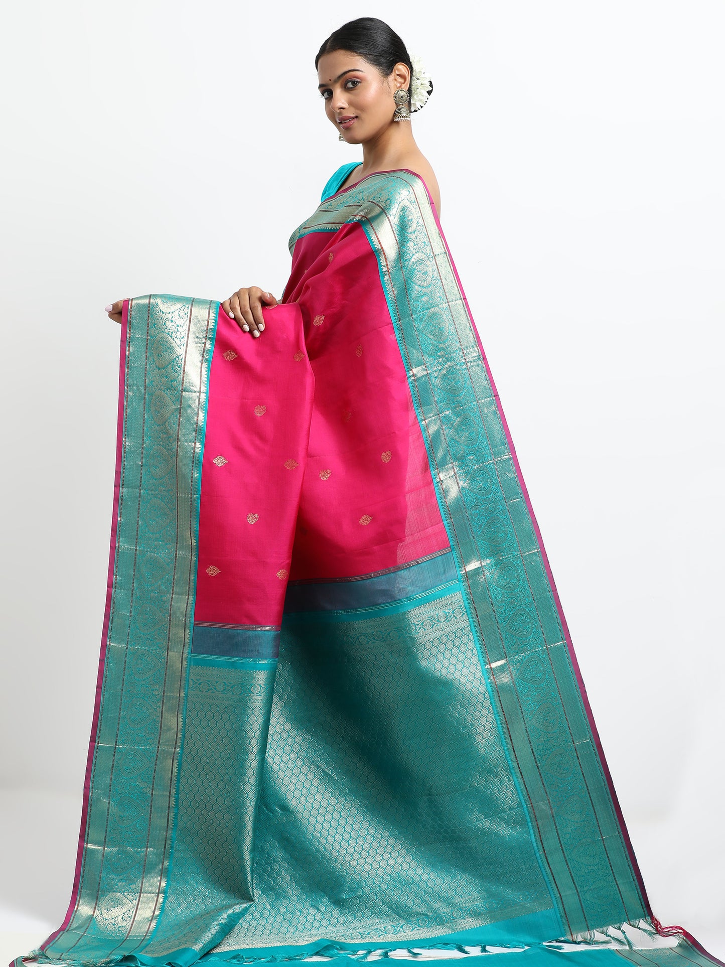 Vibrant Rani Body With Safaire Green Pallu Kanchipuram Pure Silk ( KSK-1 )